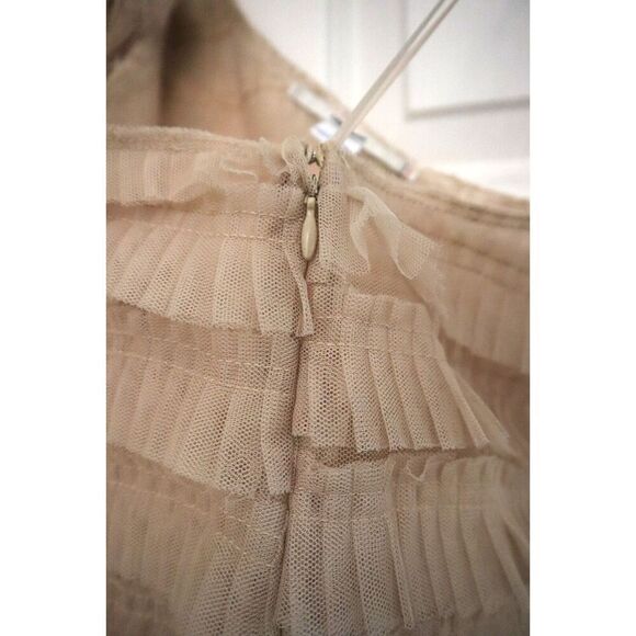 Kimchi Blue x Urban Outfitters Sz M Beige Layered Sheer One Shoulder Dress - Picture 6 of 7